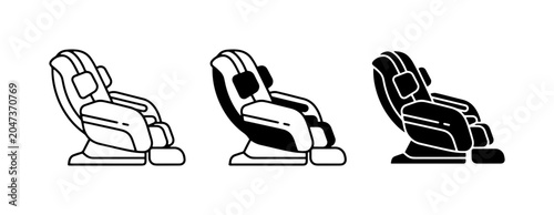 Tableau sur toile Massage Chair Icons, Relaxation Furniture Vector Set, Wellness Recliner Graphics