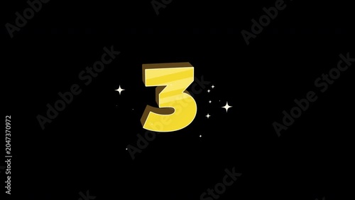 Bright 3D Cartoon Countdown Number 3
