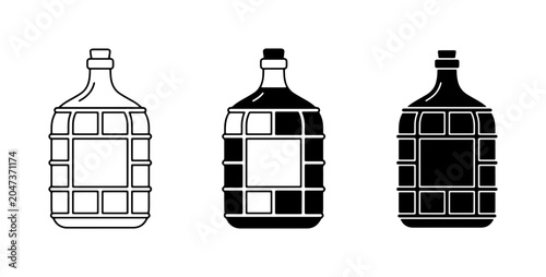 Foto Glass Carboy Icons, Fermentation Bottles, Winemaking Vessels, Liquid Storage Con