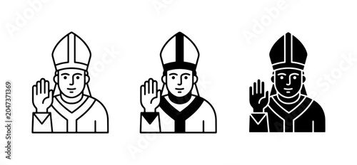 Quadro su tela Bishop Icon Set, Religious Figure, Clergy Symbol, Christian Leader, Faith Emblem