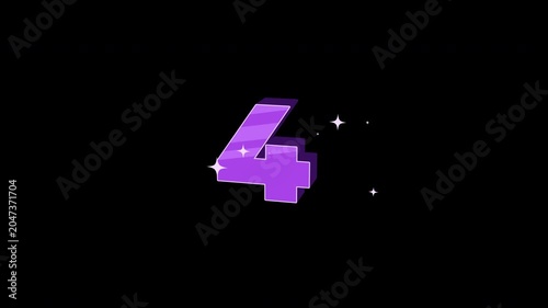 Bright 3D Cartoon Countdown Number 4