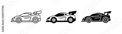 Sports Car Icons, Racing Vehicle Silhouettes, Performance Automobile Graphics
