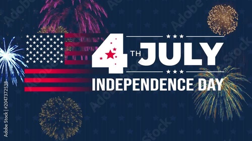 4th of July USA Independence Day Animation with Waving American Flag and Patriotic Celebration