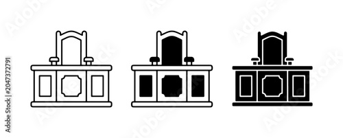 Canvastavla Judge's Bench Icons, Courtroom Seat Vector Graphics, Legal Authority Symbol Set