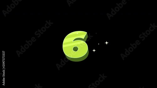 Bright 3D Cartoon Countdown Number 6