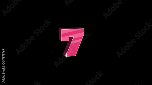 Bright 3D Cartoon Countdown Number 7