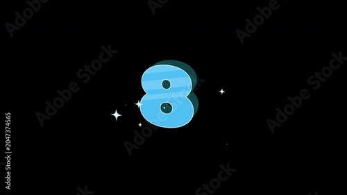 Bright 3D Cartoon Countdown Number 8
