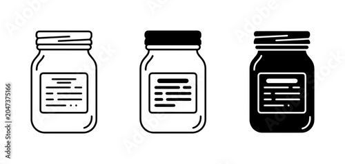 Fotografie Glass Jar Icons, Food Storage Containers, Label Design Elements, Vector Set