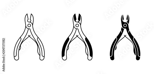 Billede på lærred Cuticle Nipper Icons, Nail Care Tools, Manicure Equipment, Beauty Salon Supplies