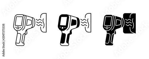 Bild auf Leinwand Infrared Thermometer Icons, Temperature Measurement, Medical Device Vector Graph