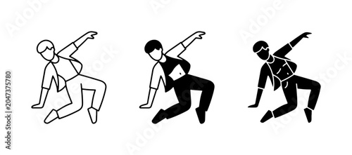 Fényképezés Dynamic Dancer Poses, Hip Hop Moves, Breakdance Silhouette, Vector Art Collectio