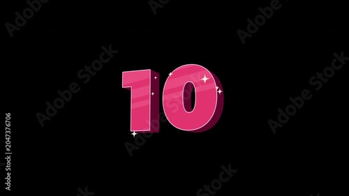 Bright 3D Cartoon Countdown Number 10