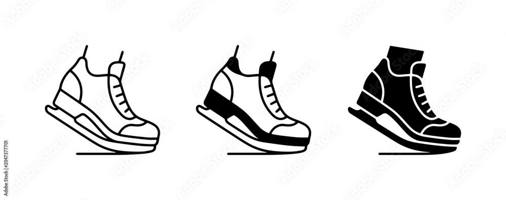 Obraz premium Skate Shoes Icons, Ice Skates Vector Set, Winter Sports Footwear Graphics