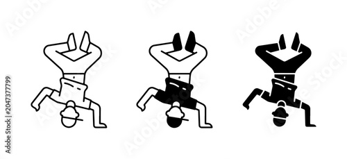Tableau sur toile Breakdancer Silhouette Icons, Acrobatics, Urban Dance, Sports, Fitness, Movement