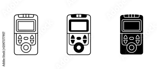 Foto Portable Digital Voice Recorder Icons, Audio Device Symbols, Sound Recording Equ