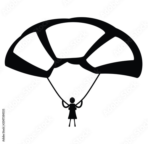 Skydiver silhouette with parachute icon vector 2