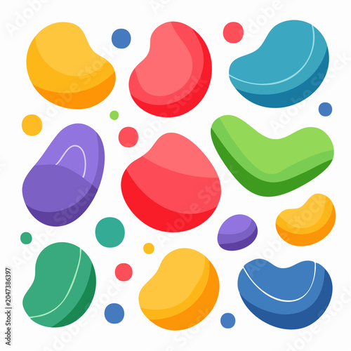Colorful Abstract Shapes and Dots Pattern