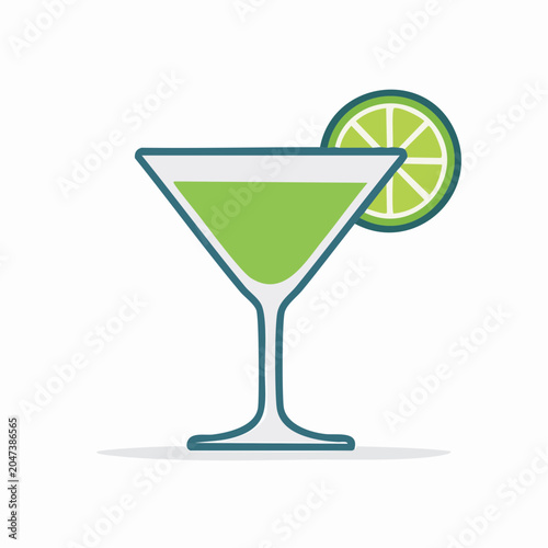 Flat design icon of a green cocktail with lime slice