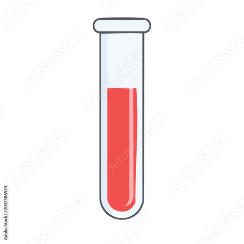 Flat design icon of a test tube with red liquid