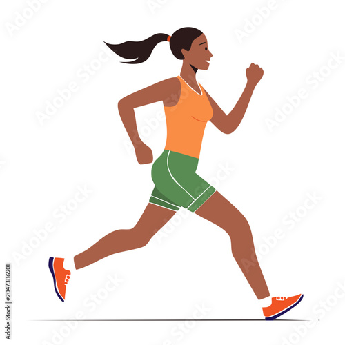 Woman running in flat design style