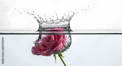 Colorful Gerbera Flowers Creating Dynamic Water Splash Crown Isolated on White Background