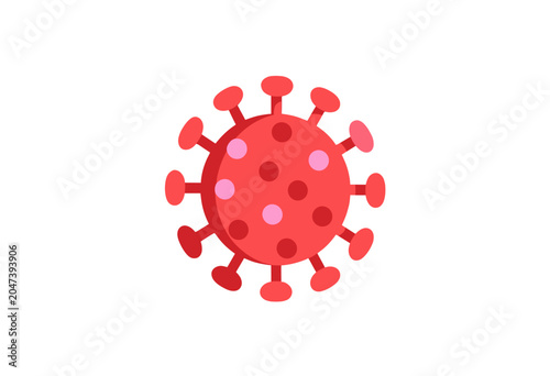 Virus Particle Icon, Red Coronavirus Illustration with Spikes and Dots, Isolated Transparent Background for Medical Science or Health Awareness Design