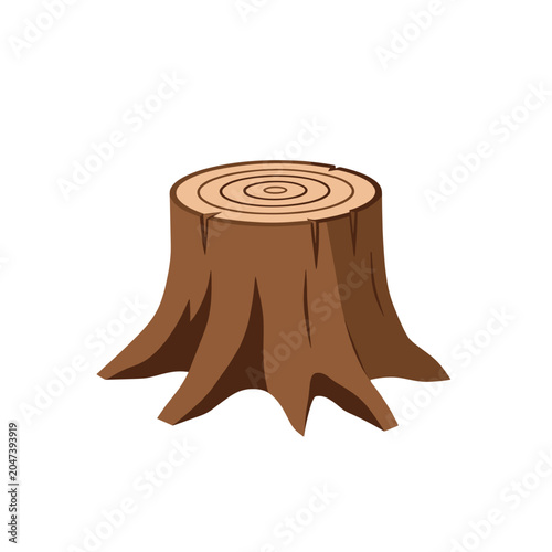 Tree Stump Icon Vector Illustration, Isolated Transparent Background for Forestry or Nature Design Projects