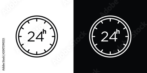 Bild auf Leinwand 24 Hrs icon in editable outlined, Vector EPS10