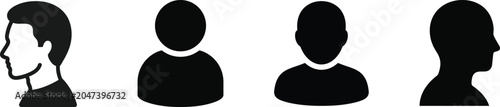 Konstfotografi Collection of male profile head icons including side view and frontal view silhouettes for web user identity vector