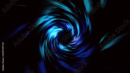 Abstract Blue Neon Swirl Vortex Loop Animation on Dark Background 4K Motion Graphics