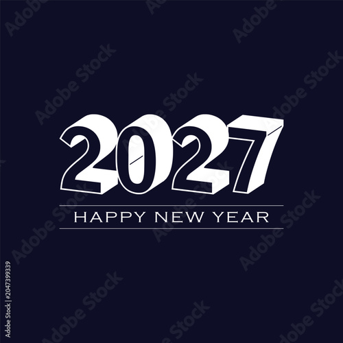 Happy New Year 2027 Minimal Typography Design Template