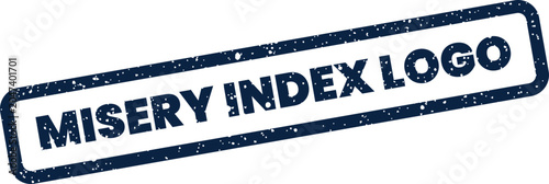 Photography Grunge rectangular stamp with the text misery index logo in a simple flat vector