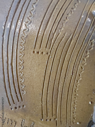 Fragments, individual decorative elements and patterns on the surface of ceramic dishes
