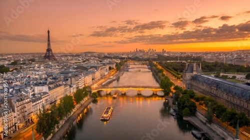 Paris Aerial view at sunrise