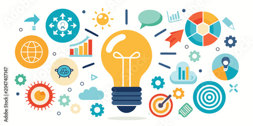 Light bulb icon set showing idea and inspiration concepts. Creative thinking, innovation and solution symbols. Energy and insight pictograms for business concepts, brainstorming and startup visuals.ve