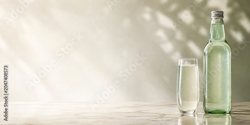 Functional Water Bottle With Glass and Banner Copy Space