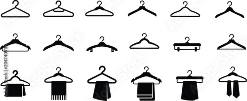 Schilderij op canvas Clothes hanger icon set collection with wardrobe storage apparel organization la