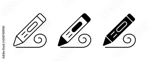 Canvas Print Writing Icons: Pencil, Pen, Marker Symbols for Creative Design and Education