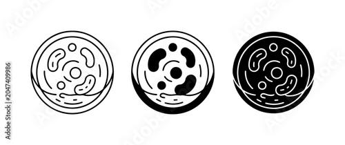 Tableau sur toile Microbiology Petri Dish Icons, Bacteria Culture, Lab Research, Medical Science