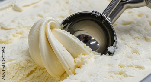 Ice Cream Scoop Scooping Vanilla Ice Cream
