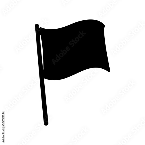 Foto Simple black flag on a pole waving in the air minimalism style