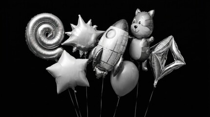 Black and white balloons party decoration.