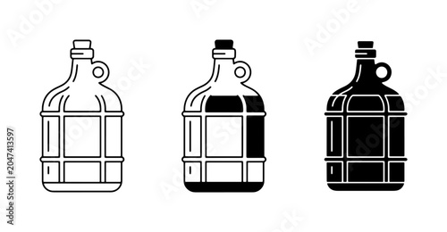 Photos Glass Carboy Icons, Fermentation Jug Vector Set, Homebrew Container Graphics