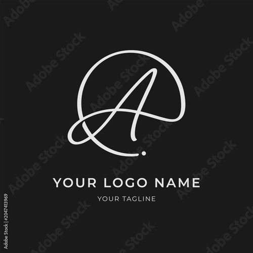 Letter A Minimalist Calligraphic Monogram Vector Monoline Style Template