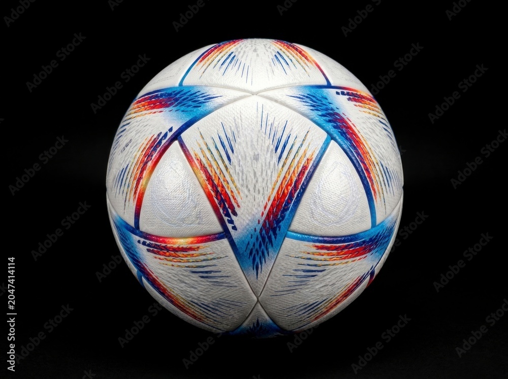 Obraz premium Soccer ball with colorful design elements.