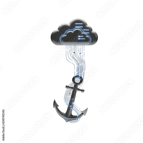 Cloud Data Anchor Secure Digital Connectivity Concept