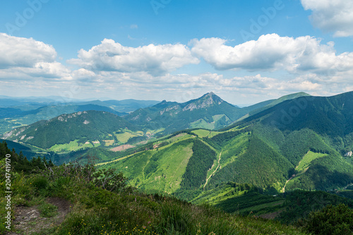 View from Kraviarske hill in Mala Fatra mountains in Slovakia