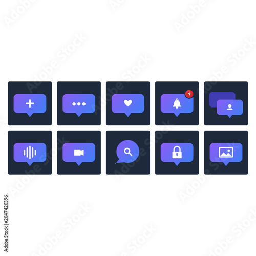 Chat and messaging icons for digital communication