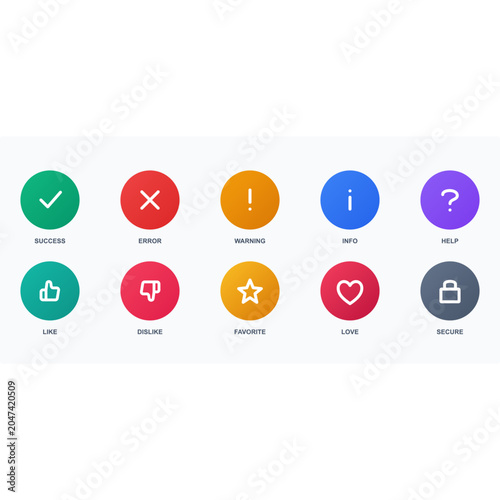 Collection of colorful social media and interface icons for user feedback