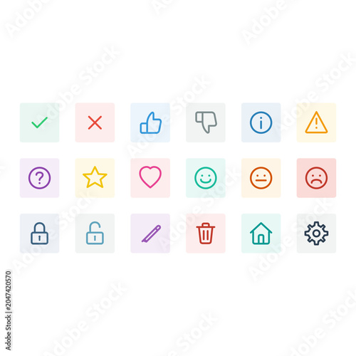 Colorful ui icons set for web